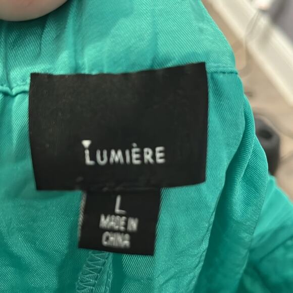 Lumiere Light Green Wide Leg Silky Pants Size Large - Picture 7 of 10